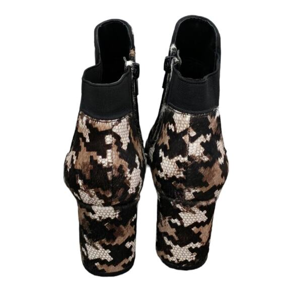 Preston & York Calf Hair Puzzle Print Leather Heeled Chelsea Boots Women Sz 6.5 - Picture 5 of 11